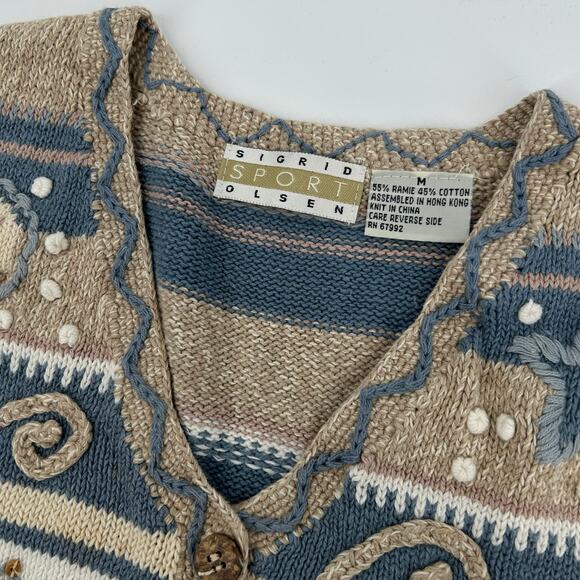 Vintage 90s y2k Women's Beach Shells Starfish Surfwear Knitted Cardigan Vest~ M - Picture 3 of 6